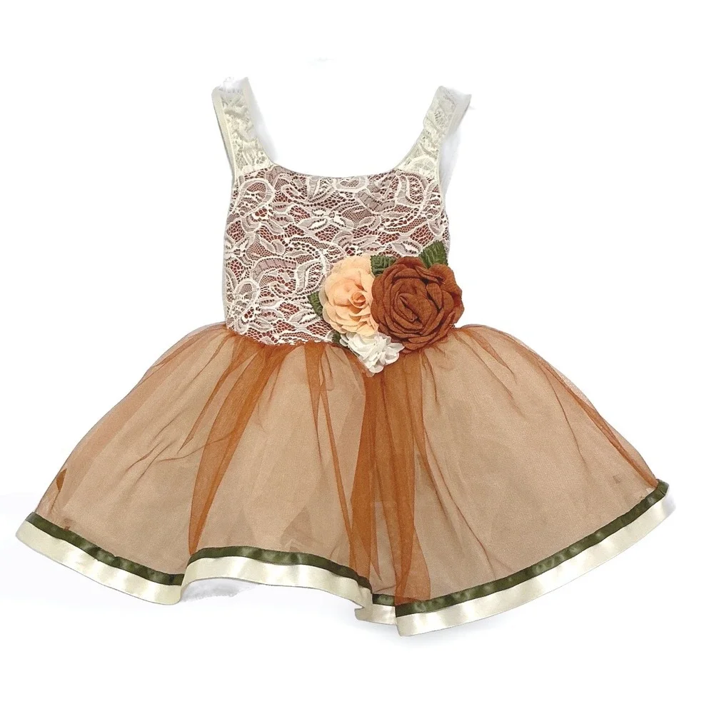 Revolution Dancewear Girls SC Penny Rust Orange Lace Tutu Dance Costume RC26866
